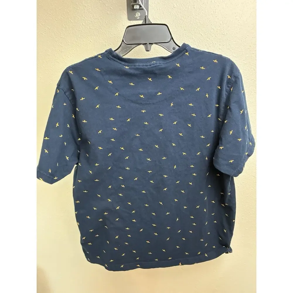 Santa Monica Denim & Flower Ricky Singh Navy Bird Print T-shirt Large